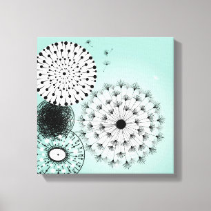 Wonderful Dandelions Blue Canvas Afdruk