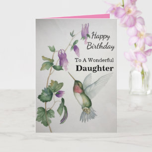 Wonderful Daughter Birthday Hummingbird Garden Kaart