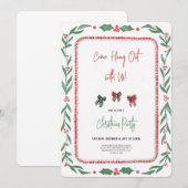 wonderful green and red christmas party invitation (Devant / Derrière)