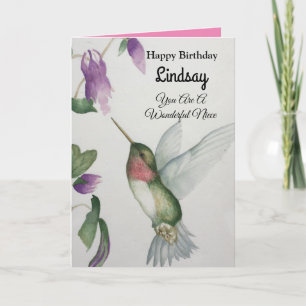 Wonderful Niece Birthday Hummingbird Wenskaart Kaart