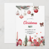 WONDERFUL RED AND GREEN CHRISTMAS PARTY INVITATION (Devant / Derrière)