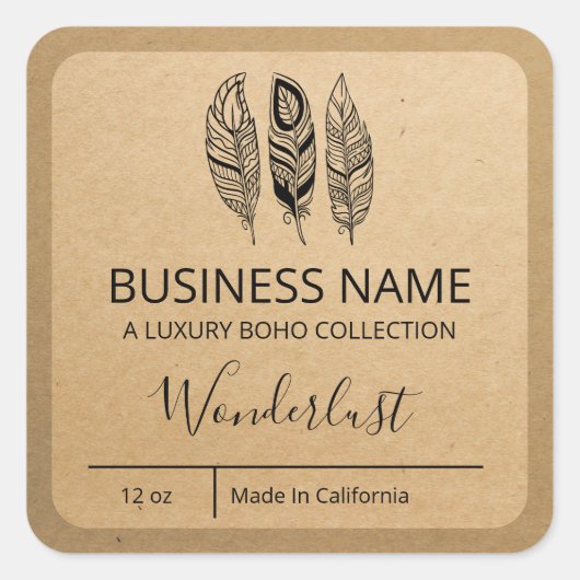 Wonderl ust Boho Kraft Paper Soap Bar Labels (Voorkant)