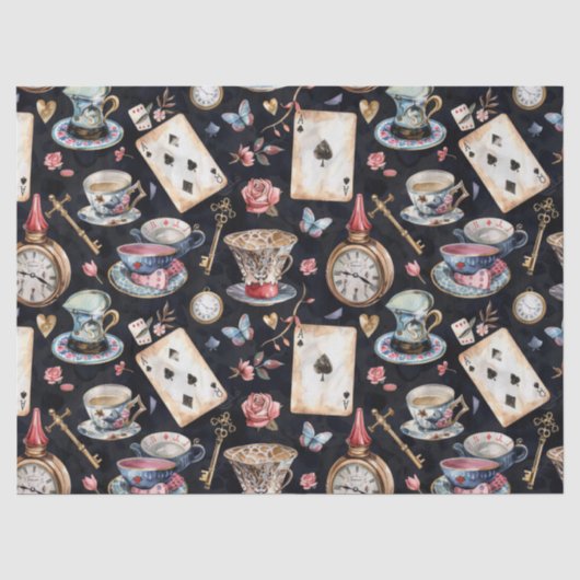 Wonderland Alice Patroon Tissuepapier (Voorkant)