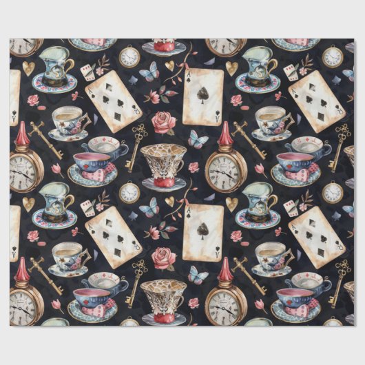 Wonderland Alice Pattern Cadeaupapier (Vlak)