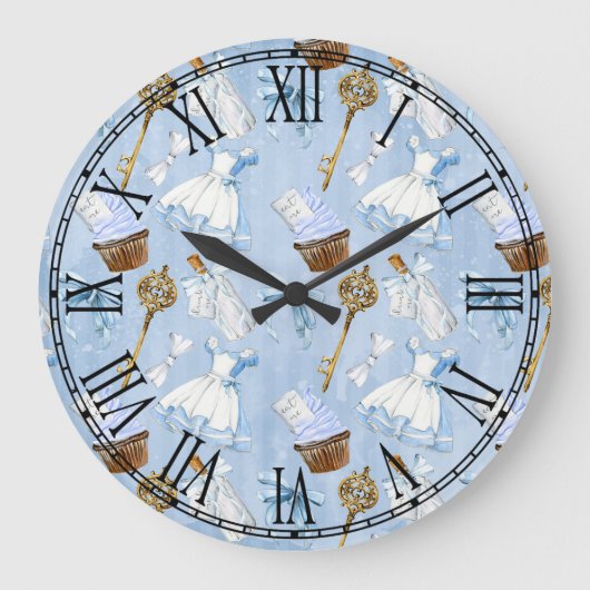 Wonderland Alice Pattern Grote Klok (Voorkant)