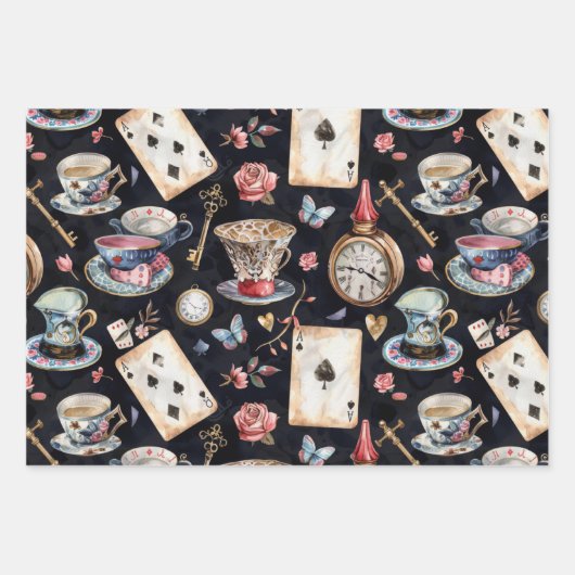 Wonderland Alice Pattern Inpakpapier Vel (Voorkant 3)