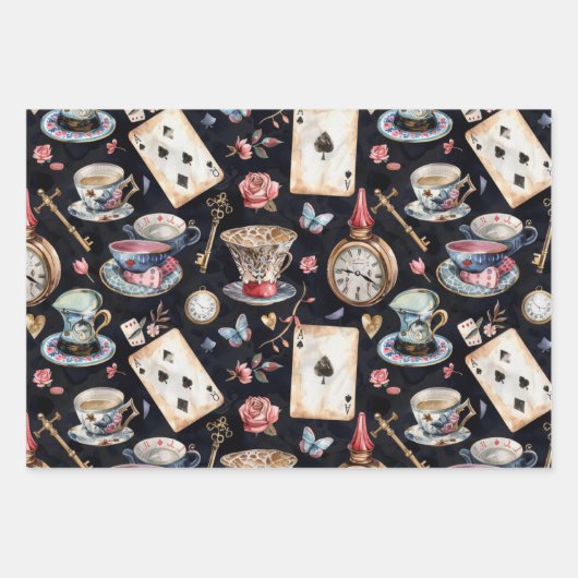 Wonderland Alice Pattern Inpakpapier Vel (Voorkant)
