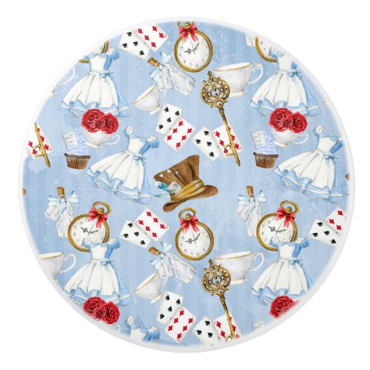 Wonderland Alice Pattern Keramische Knop (Voorkant)