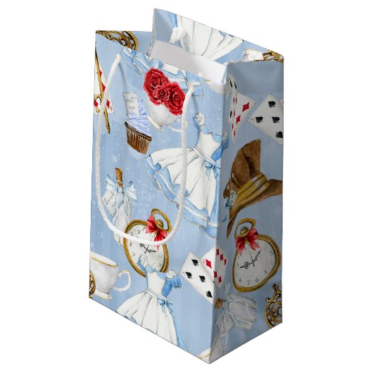 Wonderland Alice Pattern Klein Cadeauzakje (Achterkant Gekanteld)
