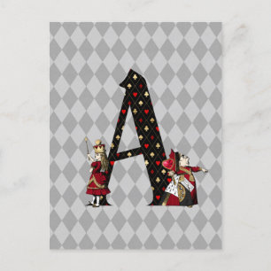 Wonderland Alice & Queen of Hearts Letter A Briefkaart
