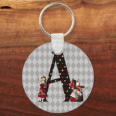 Wonderland Alice & Queen of Hearts Letter A Sleutelhanger (Voorkant)