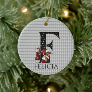 Wonderland Alice & Queen of Hearts Letter F Keramisch Ornament