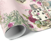 Wonderland Alice White Rabbit Blush  Cadeaupapier (Rol Hoek)