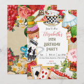 Wonderland Anniversaire Invitation (Devant / Derrière)