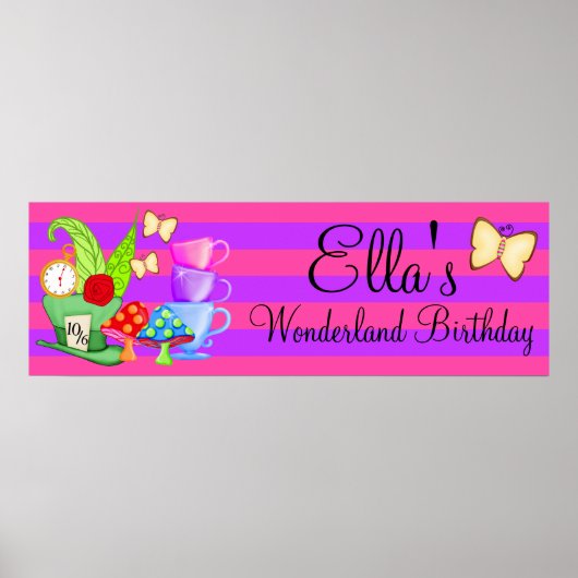 Wonderland Birthday Banner Poster (Voorkant)