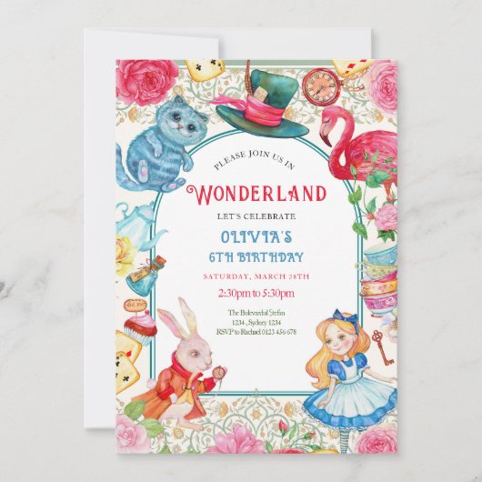 Wonderland Birthday Invitation (Devant)