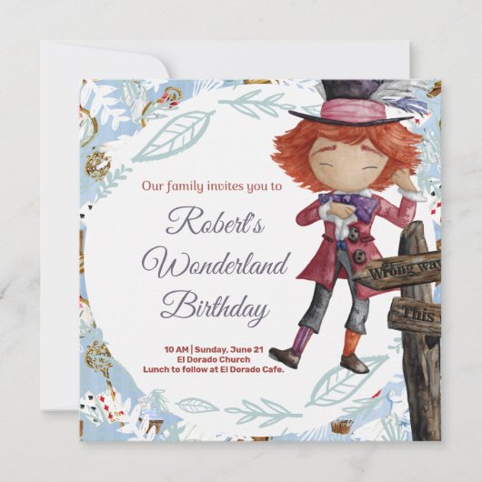 Wonderland Birthday Invitation Kaart (Voorkant)