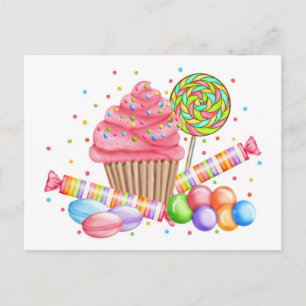 Wonderland Cupcake Snoep Lollipop Sweet Tarts Briefkaart