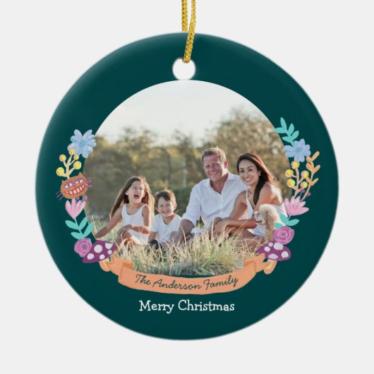 Wonderland Dreamer bloemenkrans_groen Keramisch Ornament (Voorkant)