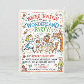 Wonderland Feest Uitnodiging (Staand voorkant)