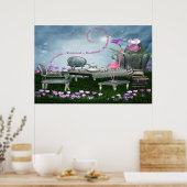Wonderland Flamant rose & Cheshire Cat Poster (Cuisine)