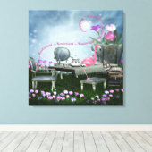 Wonderland Flamingo & Cheshire Cat Canvas (Insitu (Houten vloer))