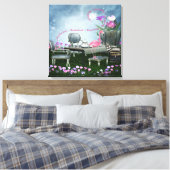 Wonderland Flamingo & Cheshire Cat Canvas (Insitu (Slaapkamer))