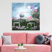 Wonderland Flamingo & Cheshire Cat Canvas Afdruk (Insitu (Woonkamer))
