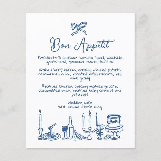 WONDERLAND Hand getekend bewerkbaar huwelijksmenu (Voorkant)