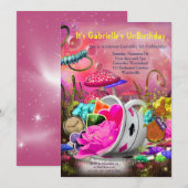 Wonderland Invitations, Wonderland Party Kaart (Voorkant / Achterkant)