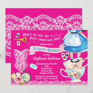 Wonderland lingerie feest bruidsfeest hete roze kaart