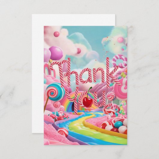 Wonderland Lollipop Candyland bedankkaart (Voorkant / Achterkant)