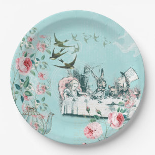 Wonderland Mad Tea Party Aqua Pink Paper Bord
