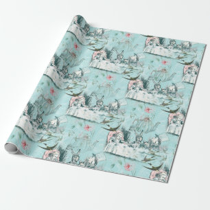 Wonderland Mad Tea Party Aqua Pink Wrapping Paper Cadeaupapier