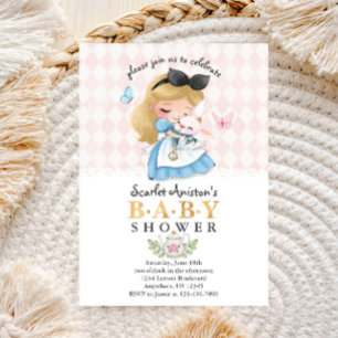 Wonderland Meisje Baby shower Kaart