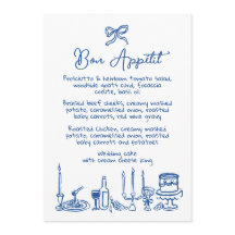 WONDERLAND Menu Mariage modifiable dessiné à la ma
