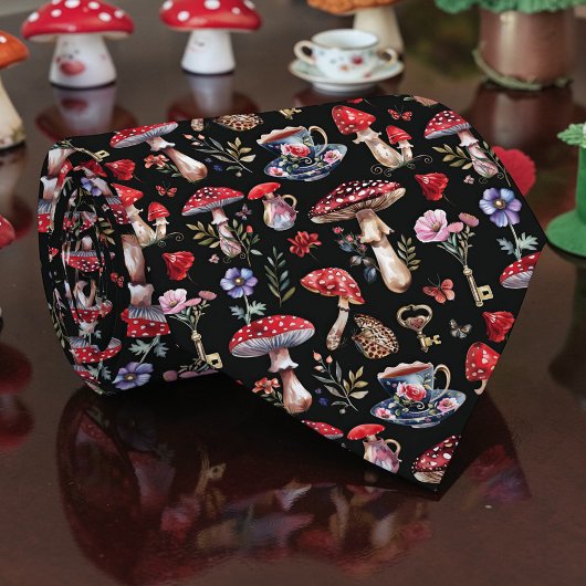 Wonderland Mushroom Pattern Necktie Tie Stropdas