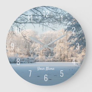 Wonderland Neige paysage Grosse horloge