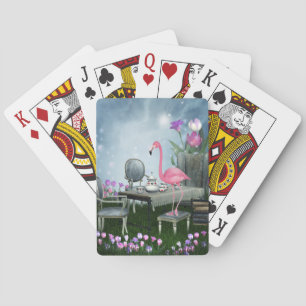 Wonderland Pink Flamingo Tea Party Pokerkaarten