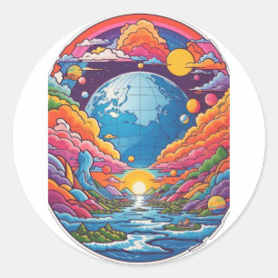Wonderland Planet Ronde Sticker