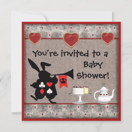 Wonderland Rabbit Herald Baby showers Invitations (Devant)