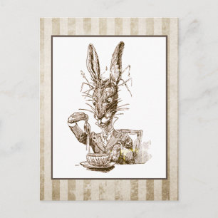 Wonderland Rabbit Illustratie Briefkaart