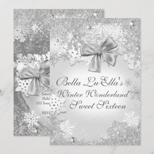 Wonderland Snowflake Party Invitations (Devant / Derrière)