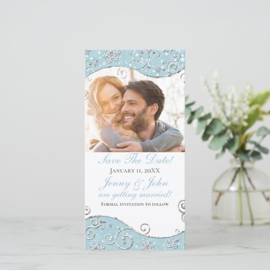 Wonderland Snowflakes Swirl Carte photo (Debout devant)