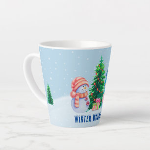 Wonderland Snowman Couple Latte Mug