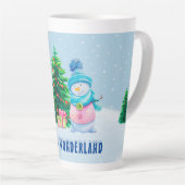 Wonderland Snowman Couple Latte Mug (Angle droit)