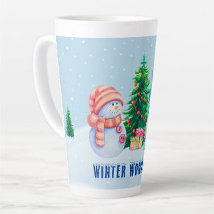 Wonderland Snowman Couple Latte Mug