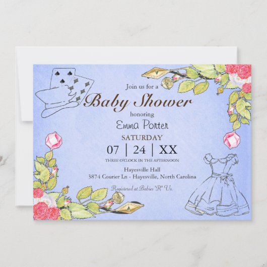 Wonderland Storybook Baby shower Invitation (Devant)