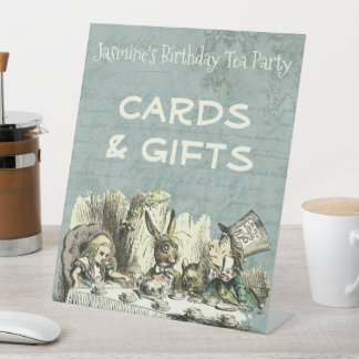  Wonderland Tea Party Gifts Tabletop Reclamebord Met Voetstuk