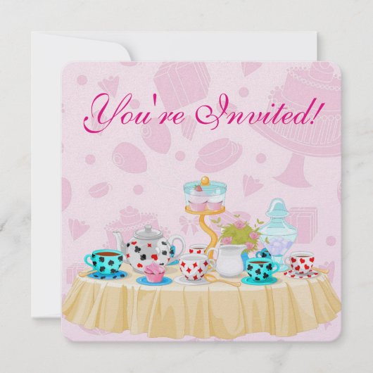 Wonderland Tea Party Nuptiale Douche Invitation (Devant)
